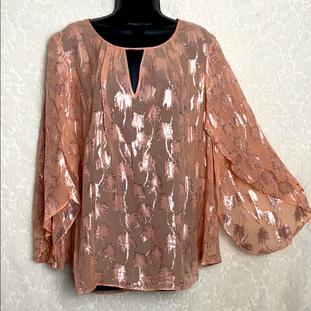 Lilly Pulitzer Beccer metallic coral top